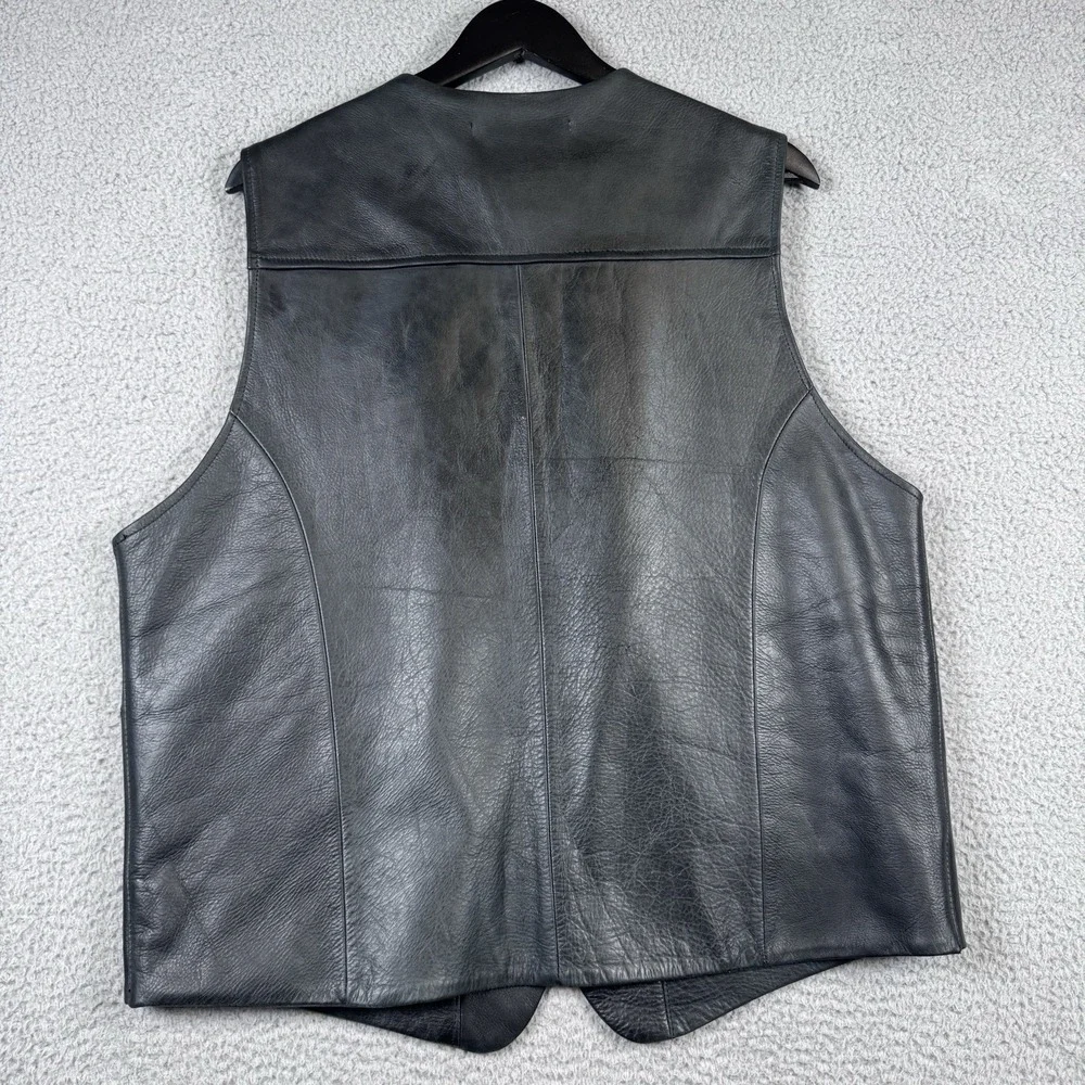 Coronado Leather Vest Mens 44 Black Cowhide Concealed Carry Buffalo Snap Biker